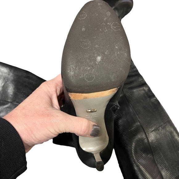 Sergio Rossi Leather Knee High Boots Stiletto Heel Black Size 40.5 Women’s 9.5 - Picture 7 of 9